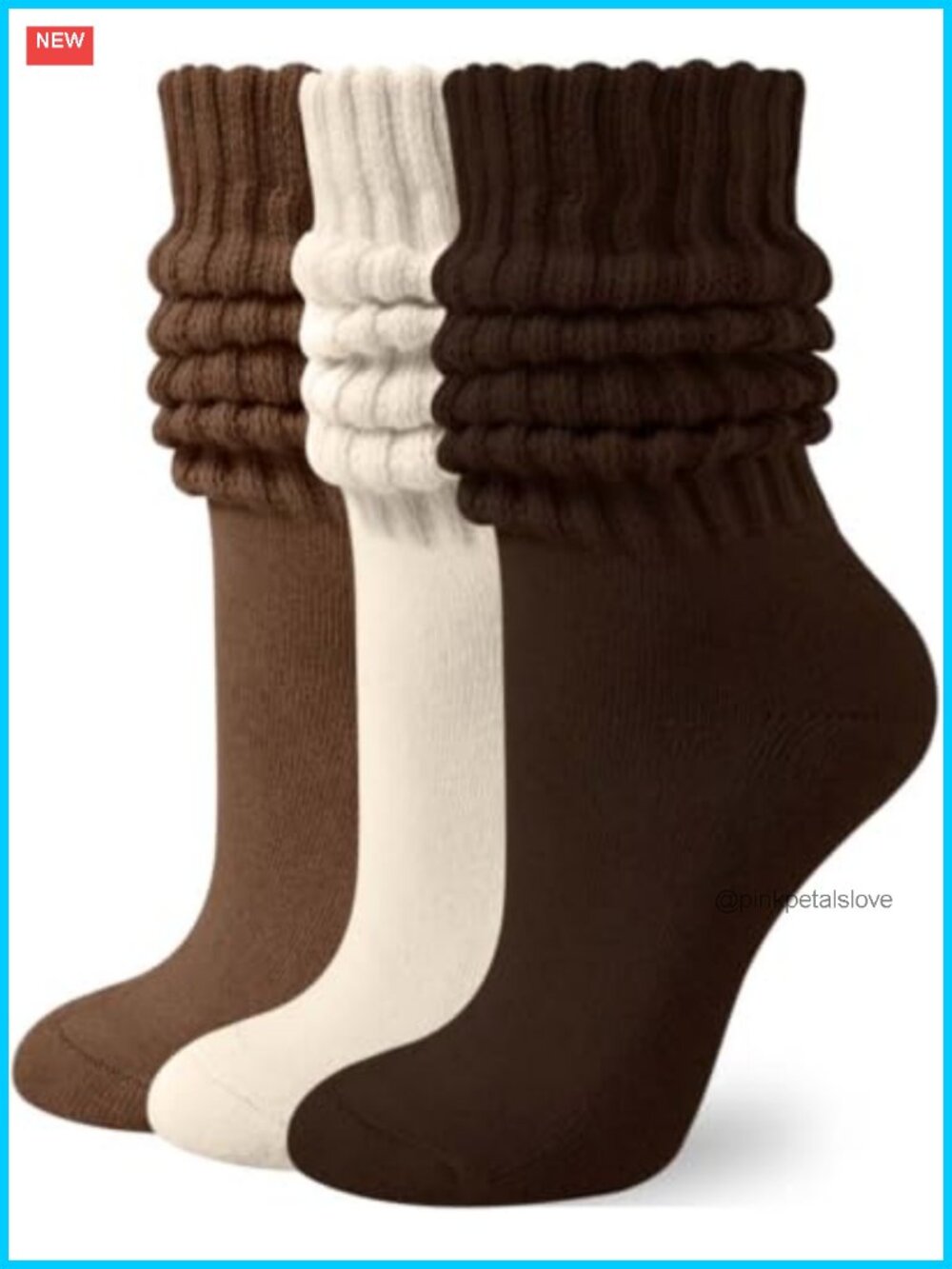 Womens Scrunched Slouch Socks Cushioned Cotton Blend Retro Crew Socks
